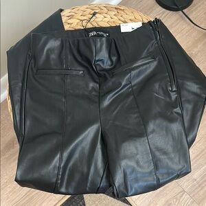 Zara Black Dress Pants High-Waisted Faux Leggings